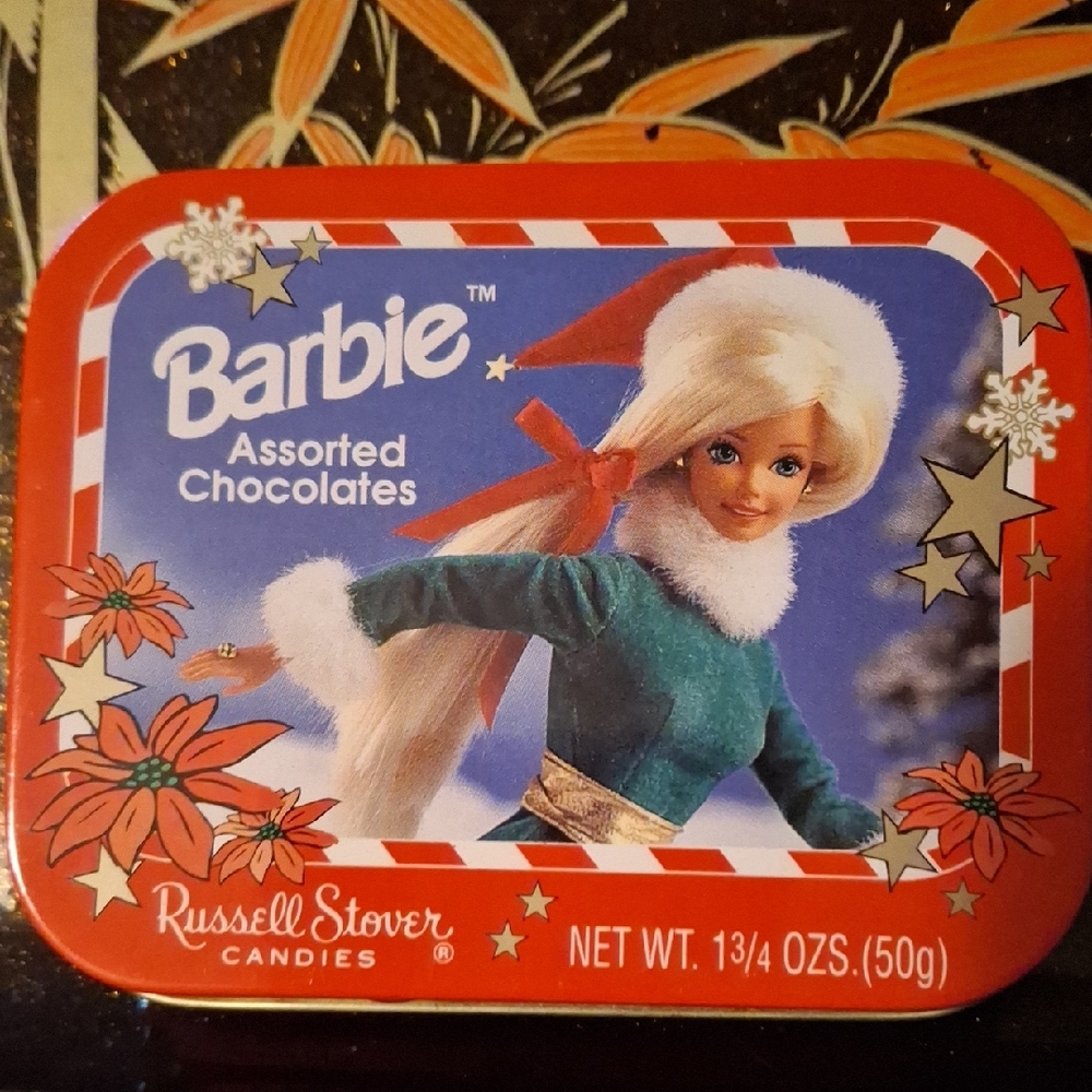 Barbie Assorted Chocolates Tin Russell Stovers 90s Green Dress Christmas Holiday
